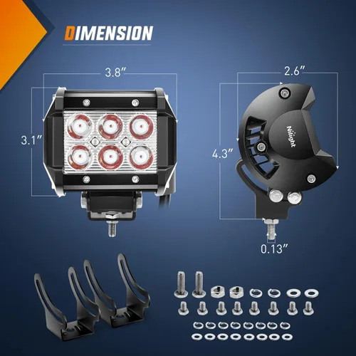 Miniatura 2 de Nilight Foco de Luz LED Roja de 4 pulgadas Luz Antiniebla de Conducción Puntual, 2 Piezas, 18W, Fuera de Carretera, Pesca, Caza, Emergencia, Señal