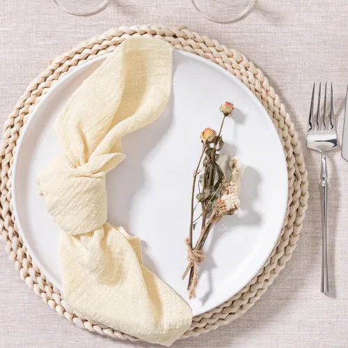 Miniatura 3 de MLMW Juego de 6 servilletas de lino beige crema para verano, lavables a granel, 16.5 x 16.5 pulgadas, para bodas, fiestas, baby shower, cumpleaños