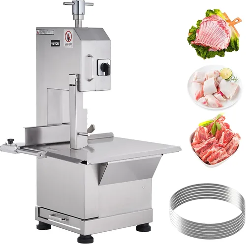 Miniatura 11 de Sierra de banda eléctrica comercial para carne, máquina de sierra ósea vertical de acero inoxidable de 1500W, banco de trabajo de 19.3" x 15