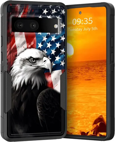 Miniatura 24 de Funda para Pixel 6A, Híbrida de Doble Capa de Servicio Pesado Resistente a Prueba de Golpes PC Duro + Funda Protectora de Silicona Suave para Google
