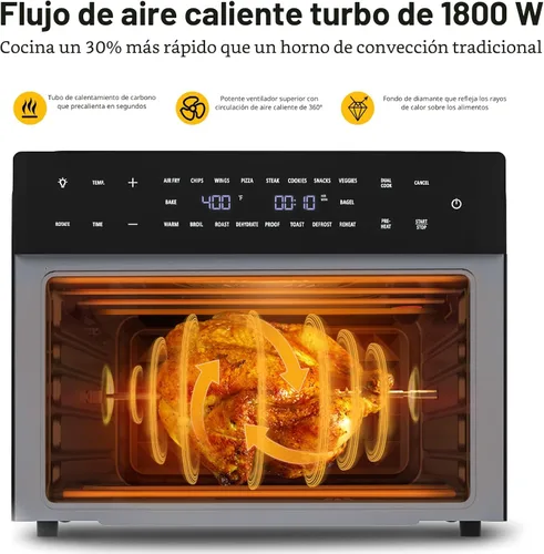 Miniatura 5 de Beelicious Freidora de aire extra grande de 32 cuartos de galón, freidora de aire 19 en 1, combo de horno tostador con asador y deshidratador, horno