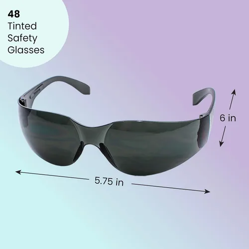 Miniatura 3 de Aqulius Gafas y gafas de seguridad, paquete de 48 unidades, policarbonato tintado envolvente, resistentes a los rayos UV y antiniebla, resistentes a