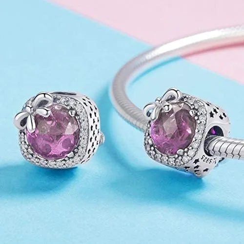 Miniatura 4 de MUERDOU Abalorio de piedra natal apto para dijes, pulsera, lazo, cumpleaños, cristal para pulsera y collar