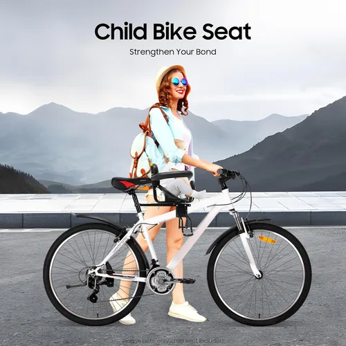 Miniatura 4 de Front Mounted Kids Bike Seat, Detachable Guardrail & Foot Pedals, Child Bicycle Seat for 1-5 Years, Toddler Safety MTB Bike Seat Compatible with