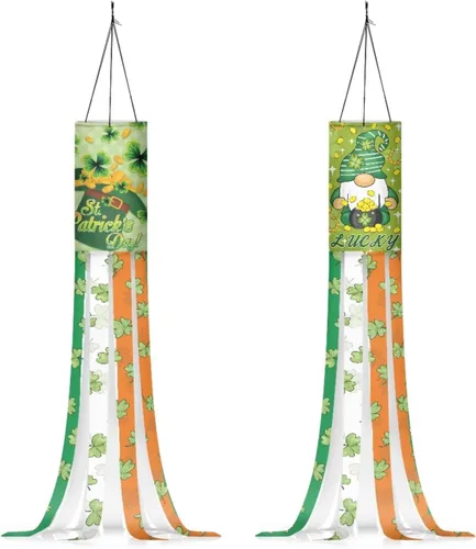 Miniatura 16 de Binienty 4th of July Winsock Patriotic Outdoor Decor Wind Socks Hanging Flag Welcome Home Decoration Party Yard Hanging Windsock, 2 Pcs Set Decor