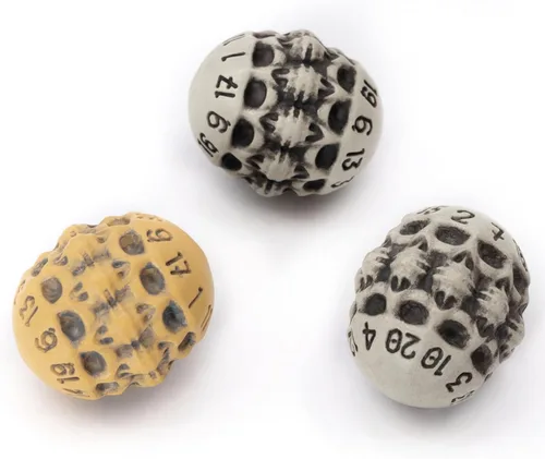 Miniatura 14 de Juego de dados DND - Juego de 7 dados poliédricos de calavera y hueso RPG - D20, D12, D10, D10, D8, D6 y D4 caras. Regalo genial y único para Hueso