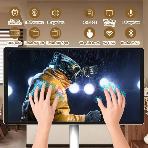 Miniatura 6 de TV portátil inteligente FHD de 21.5 pulgadas, TV rodante sobre ruedas, sistema operativo Android 15, almacenamiento 6G + 128GB, monitor de pantalla