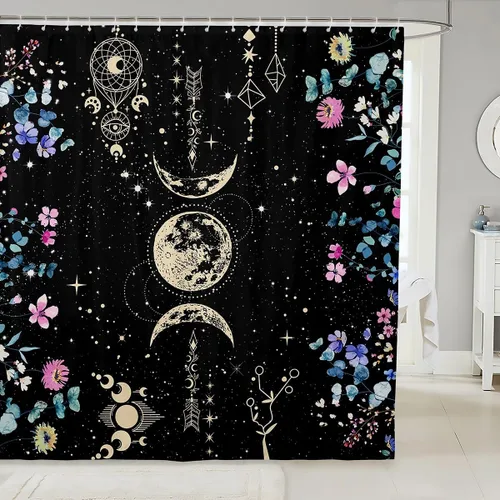 Miniatura 36 de Castle Fairy Cortinas de ducha con hojas de ginkgo, cortina de baño botánica de naturaleza verde, tela de plantas de acuarela, juego de decoración