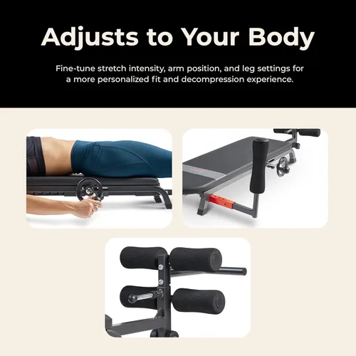Miniatura 5 de Sunny Health & Fitness SF-BH624089 - Mesa de estiramiento y descompresión ajustable, capacidad de peso de 400 libras, ayuda con estiramiento lumbar