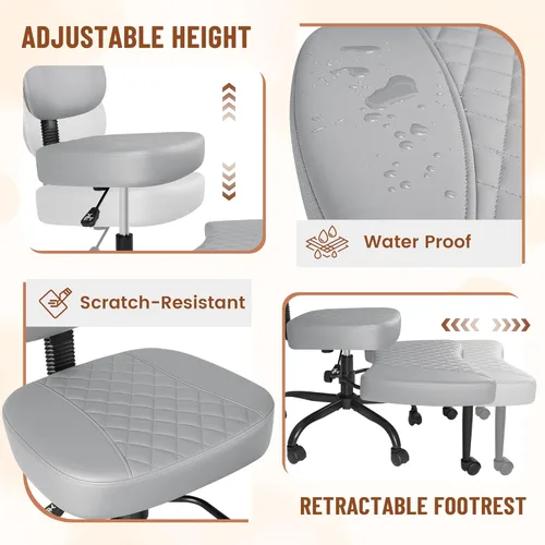 Miniatura 5 de Homall Silla ergonómica de escritorio de oficina con patas cruzadas con ruedas, giratoria de 360° y altura ajustable para meditación y TDAH, silla