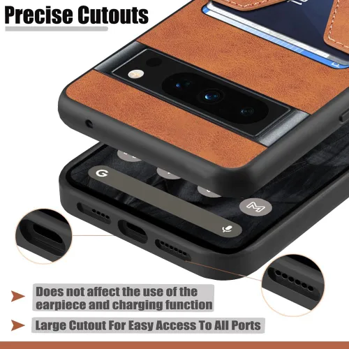 Miniatura 5 de Kowauri Funda para Google Pixel 8 Pro, Funda de piel sintética con ranura para tarjeta de crédito Funda protectora ultra delgada para Google Pixel 8