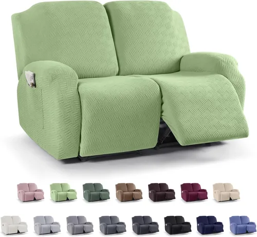 Miniatura 59 de KinCam Fundas para sillón reclinable, fundas elásticas para sillas reclinables, fundas para sofá reclinable de jacquard a rayas, protectores