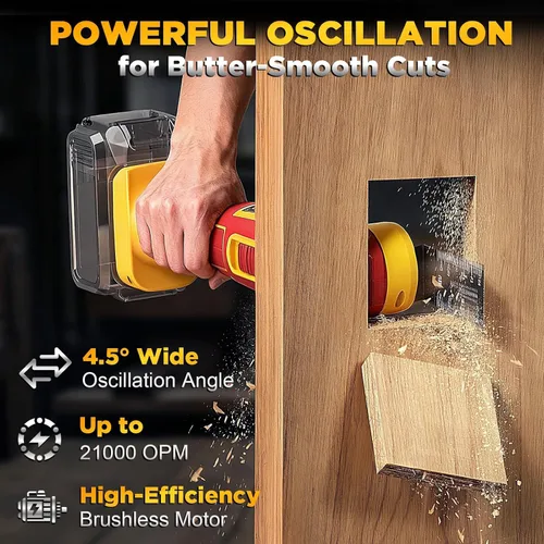 Miniatura 5 de Multiherramienta oscilante inalámbrica compatible con batería DeWalt de 20 V (solo herramienta), 21000 OPM sin escobillas, ángulo de giro de 4.5°
