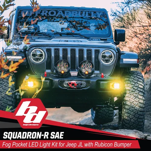 Miniatura 2 de Kit de luces LED de niebla de bolsillo Baja Designs Squadron-R SAE compatible con Jeep Gladiator 2020-22; Wrangler JL 2018-22 parachoques OEM