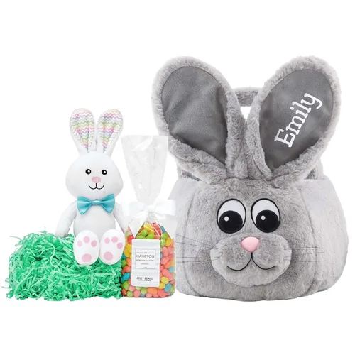 Miniatura 20 de Let's Make Memories - Canasta de Pascua personalizada con amigos peludos, canasta para niños, diseño de conejito de Pascua azul, solo incluye