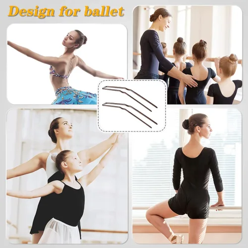 Miniatura 7 de Waydress 36 piezas de horquillas en forma de U para moños de ballet, horquillas de estilo U de metal para peinados, horquillas para moños y Marrón