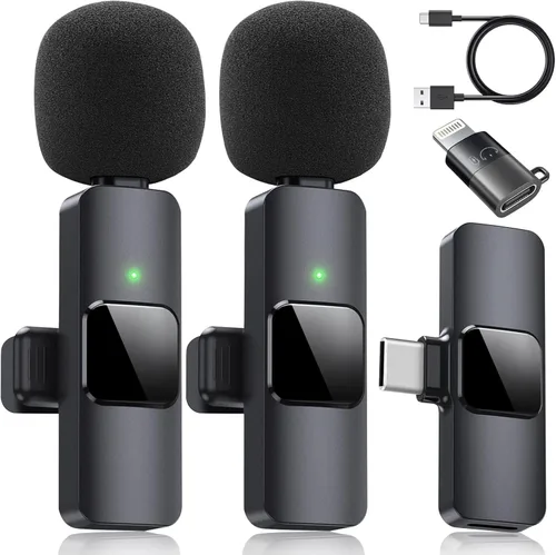 Micrófono Lavalier inalámbrico dual para iPhone, iPad, perfecto para videoconferencias, grabación y transmisión en vivo
