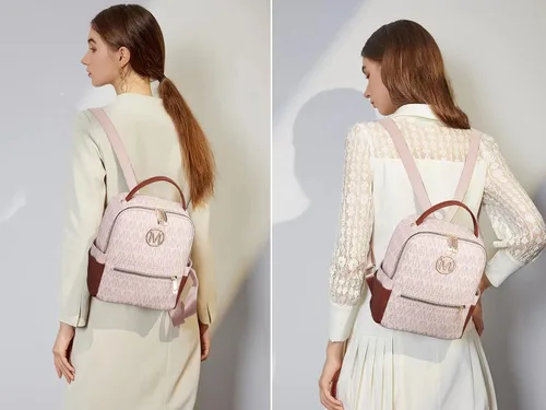 Miniatura 2 de MKP - Mochila pequeña para mujer y mujer, con múltiples bolsillos, con bolsillo frontal con cremallera, Rosado, Mochilas Daypack