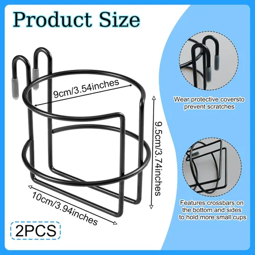 Miniatura 2 de 2 piezas de soporte para tazas de carrito de compras con barra inferior, soporte para tazas portátil actualizado reutilizable para colgar tazas