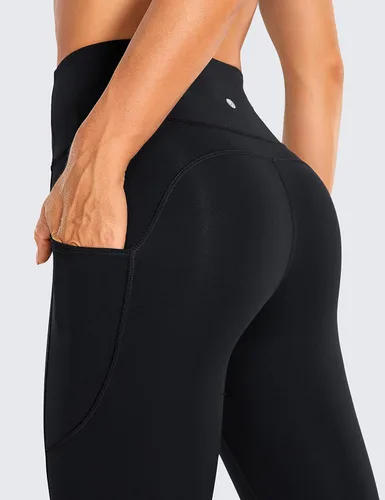 Miniatura 3 de CRZ YOGA Leggings capri de entrenamiento de sensación desnuda cepillada con bolsillos de 19 pulgadas, cintura alta, pantalones de yoga con control