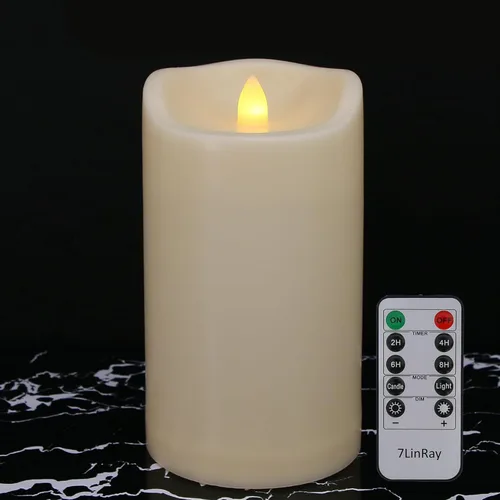 Miniatura 18 de Velas sin llama de 3" x 5" pulgadas para exteriores que funcionan con baterías, con control remoto y temporizador, velas LED parpadeantes de pilar 1