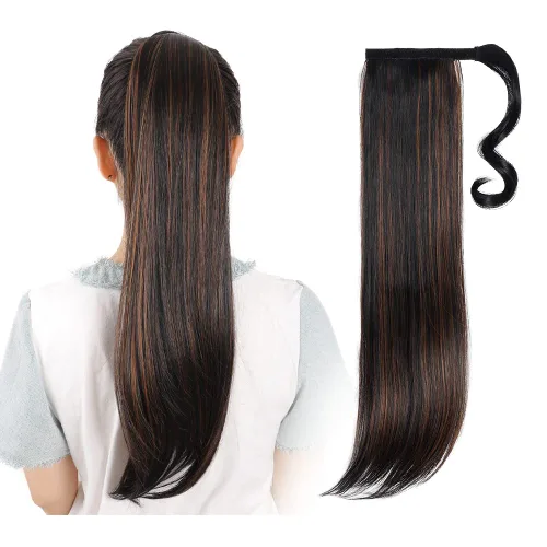 Miniatura 31 de Extensiones de cabello para cola de caballo, extensión de cola de caballo roja de 16 pulgadas, corta, ondulada, rizada, envolvente, cola de caballo