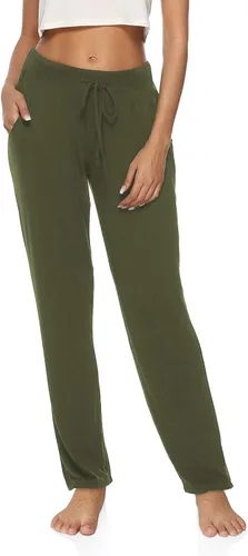 Miniatura 4 de DIBAOLONG - Pantalones de yoga para mujer, pierna ancha, cómodos, con cordón, casuales, sueltos, pierna recta, pantalones de entrenamiento