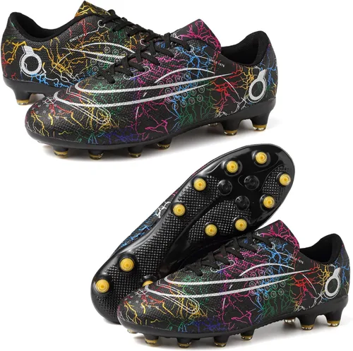 Miniatura 3 de Beyondjuff Zapatos de fútbol para niños con tacos de fútbol para suelo firme, zapatos de césped para niñas, zapatos de entrenamiento al aire libre