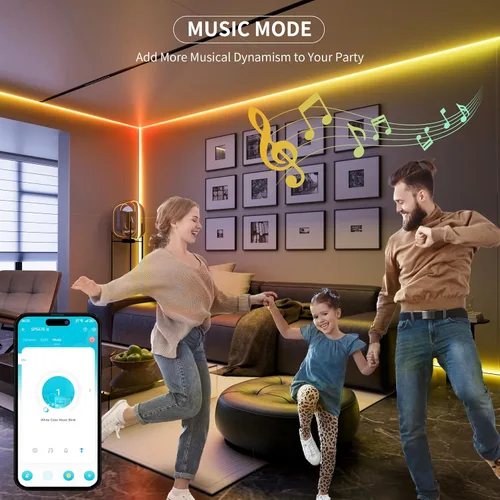 Miniatura 7 de MIWISE Tira de luz LED RGB Smart IC COB, luz de cinta LED flexible de 20 pies, tira RGB direccionable WS2811 con control de aplicación/modo
