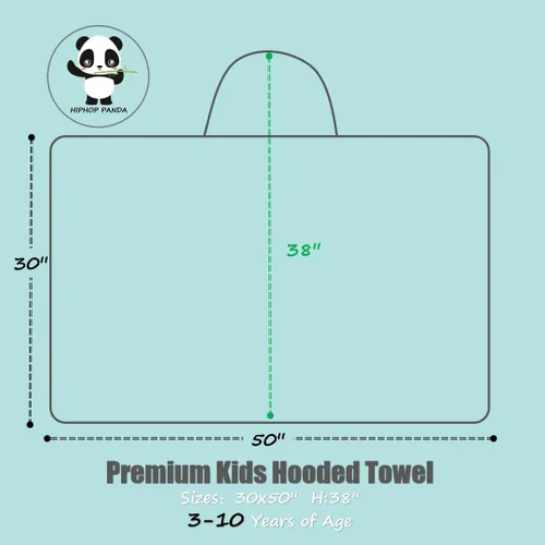 Miniatura 2 de HIPHOP PANDA Toalla con capucha para niños - Viscosa derivada del bambú, 30 x 50 pulgadas, tamaño grande para 3-10 años - Toalla de baño Premium