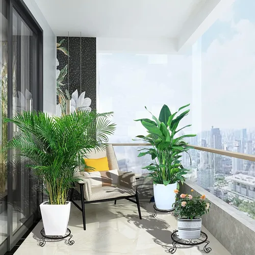 Miniatura 5 de Kylinbigda Soporte de metal para plantas para interiores y exteriores, soporte de esquina baja, decoración para plantas pequeñas para el hogar