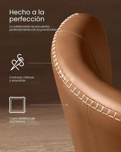 Miniatura 5 de VASAGLE Colección EKHO - Juego de 4 sillas de comedor, sillas tapizadas para cocina, asiento cómodo, cuero sintético con costuras, estilo de marrón