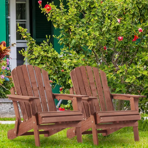 Miniatura 4 de Silla Adirondack plegable, silla de patio de madera de capacidad de 330 libras con acabado a base de agua, sillas de salón de exteriores de 34 x 29