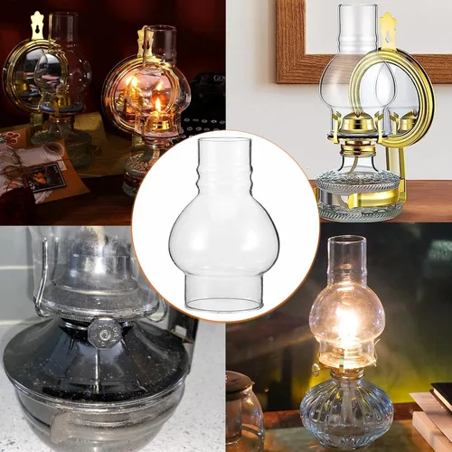 Miniatura 7 de Lámpara de aceite Chimenea Base de 3 pulgadas 6 1/4 pulgadas de altura de queroseno Lámpara de lámpara de huracán Altura Reemplazo de vidrio