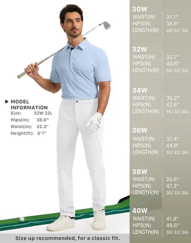 Miniatura 6 de Obla Pantalones de golf para hombre, 303234 pulgadas, ajustados, elásticos, ligeros, con 5 bolsillos, pantalones casuales de trabajo para hombre