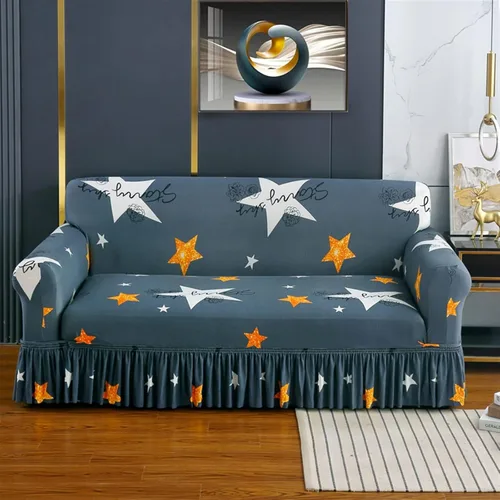 Miniatura 9 de MIPOPS Funda de sofá estampada elástica para sillón, fundas con patrón con falda lavable, protector de muebles de elastano para sala de estar