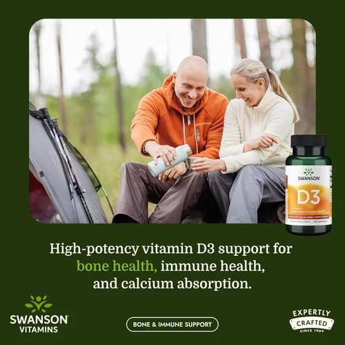 Miniatura 2 de Swanson Vitamina D3 Suplemento de salud ósea, inmune y cardíaca de 5,000 UI para adultos privados de sol que buscan apoyo óseo, inmunológico
