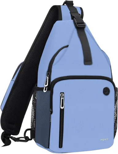 MOSISO Mochila tipo bandolera, bolsa de hombro cruzada, bolsa de viaje para senderismo, bolsa de pecho con bolsillo frontal cuadrado y puerto de