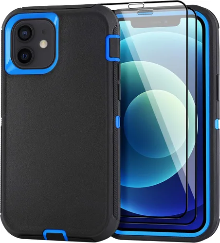 Miniatura 30 de Funda para iPhone 12 Mini con funda de clip para cinturón y 2 protectores de pantalla, funda de protección completa resistente de grado militar a