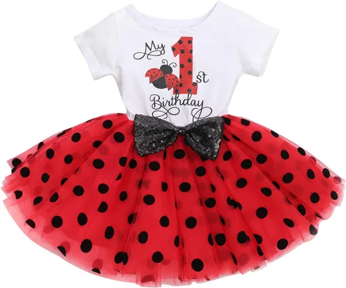Miniatura 18 de IBTOM CASTLE - Vestido de princesa con falda tipo tutú para niñas que cumplan 1 o 2 años, incluye moñito con lentejuelas