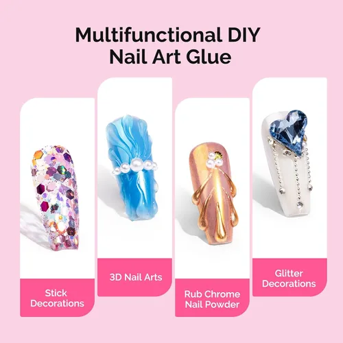 Miniatura 2 de MelodySusie Juego de Pegamento de Pedrería para Uñas, Diseño de Arte de Uñas en Gel 3D Pegamento Adhesivo Fuerte para Gemas de Uñas para Dijes Gemas
