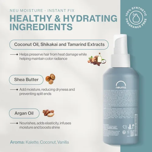 Miniatura 3 de Neuma Neu Moisture - Spray de tratamiento capilar sin enjuague Spray desenredante con protección contra el calor Hidratación nutritiva