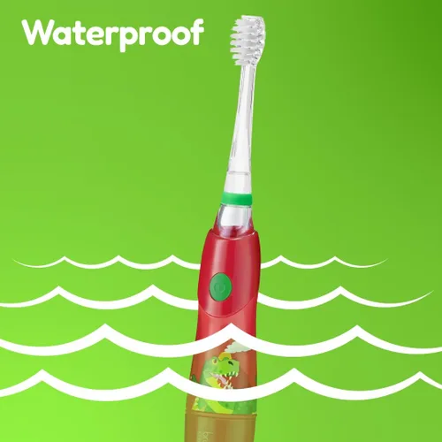 Miniatura 6 de brush-baby - KidzSonic Dinosaur Cepillo de dientes eléctrico para niños a partir de 3 años con luces LED de discoteca, vibraciones sónicas suaves