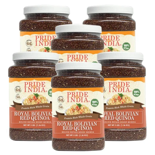 Miniatura 15 de Pride Of India - Quinoa real boliviana natural de tres colores - Tarro de grano entero rico en proteínas, tarro de 3 libras