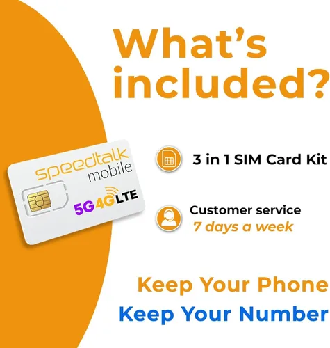 Miniatura 9 de SpeedTalk Mobile Kit de tarjeta SIM - Datos, llamadas y mensajes de texto ilimitados, 7 GB de velocidad completa 5G 4G LTE - Servicio de plan