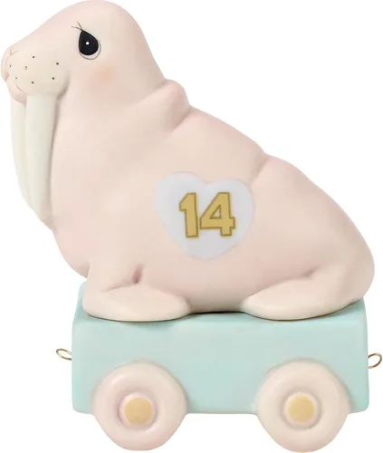 Miniatura 20 de Precious Moments Tren de cumpleaños Figura de porcelana de bisque Regalo de cumpleaños Colección de cumpleaños Decoración de habitación