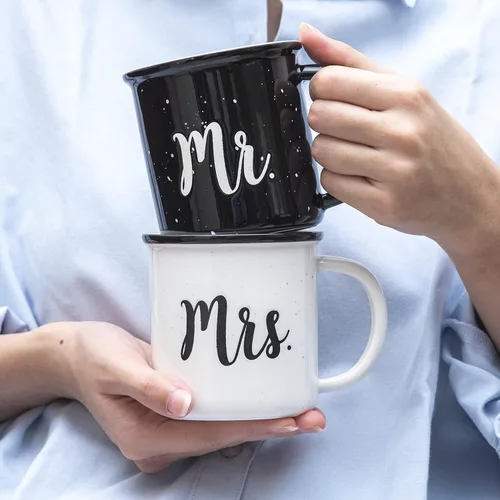 Miniatura 7 de MAINEVENT Mr and Mrs Tazas de 11 onzas, taza de café de cerámica para parejas, taza de señor y señora