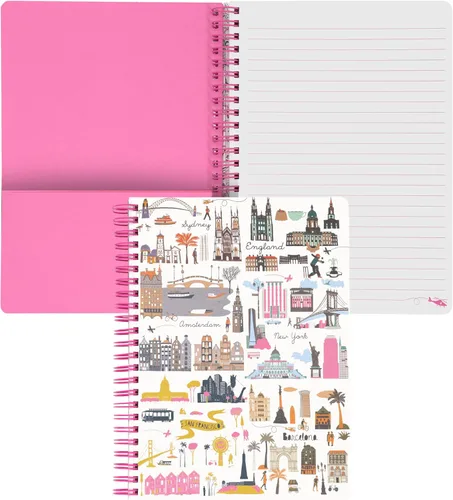 Miniatura 25 de Steel Mill & Co - Cuaderno de espiral mini lindo, 8.25" x 6.25", diario con tapa dura y 160 páginas forradas, diseño floral naranja Anaranjado floral