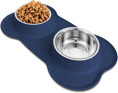 Miniatura 17 de AsFrost Cuencos para comida de perro de acero inoxidable Cuencos para mascotas y cuencos para agua de perro sin derrames ni deslizamiento, cuencos