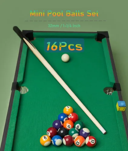 Miniatura 2 de Mini bolas de billar, juego de 16 bolas de billar, billar de mesa de billar de 1-1/4 pulgadas, mini bolas de billar de resina, bola de entrenamiento
